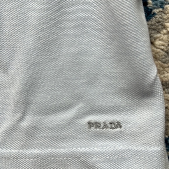 Prada Polo Shirt in Light Blue with Prada Stitched on bottom - Picture 5 of 10